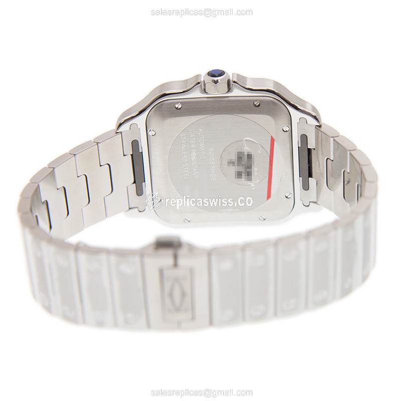 Cartier Santos Replica - Automatic - Blue Dial - Steel Case - Silver Band - View 4