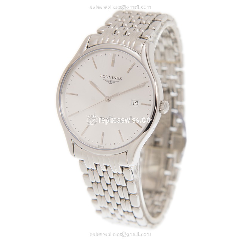 Longines Lyre Replica - Automatic - Silver Dial on Steel Strap - View 3