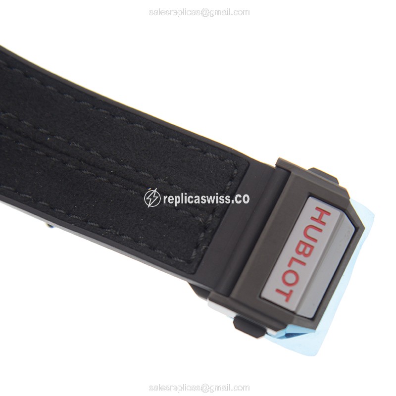 Hublot Big Bang Replica - Automatic - Steel Case - Skull Dial - Black Leather Strap - View 3