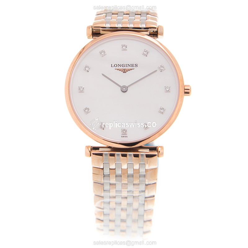 Longines L4.512.1.97.7 Replica - Quartz - 18kt Rose Gold Case - White Dial - View 2