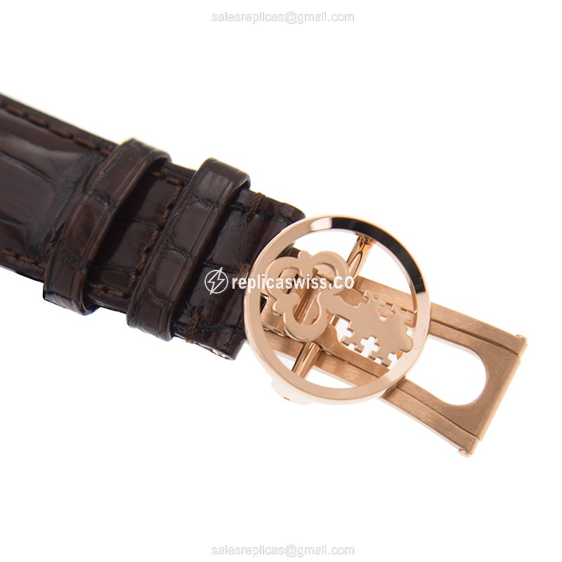 Corum 113.901.85/0F02 BRIDGE - Manual - 18kt Rose Gold - Diamond Skull Dial - Brown Alligator Strap - View 4