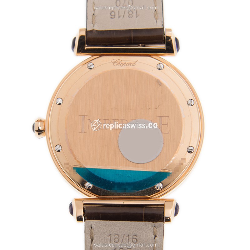 Chopard Imperiale Quartz 18kt Rose Gold - Diamonds - Brown Dial - Leather Strap - View 3