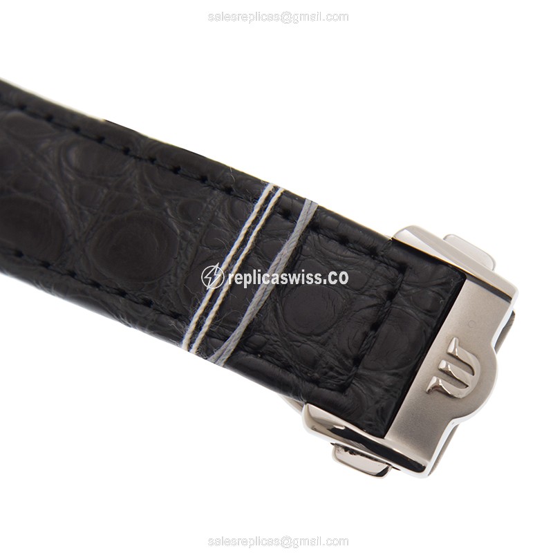 Maurice Lacroix MP7068-SS001-390 Replica - Manual Wind - Black Dial - Steel Case - Alligator Black Strap - View 4