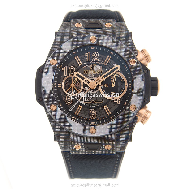 Hublot Big Bang Replica - Automatic Carbon Fiber - Black Dial - Nylon Strap - Sapphire Crystal - View 2