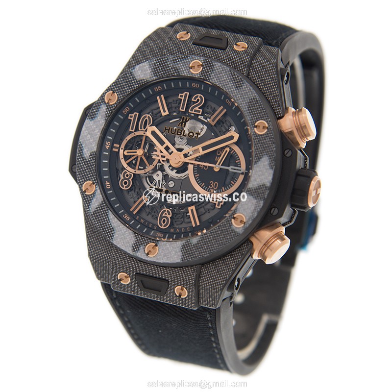 Hublot Big Bang Replica - Automatic Carbon Fiber - Black Dial - Nylon Strap - Sapphire Crystal - View 3