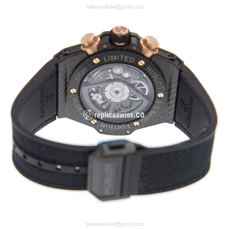 Hublot Big Bang Replica - Automatic Carbon Fiber - Black Dial - Nylon Strap - Sapphire Crystal - View 4