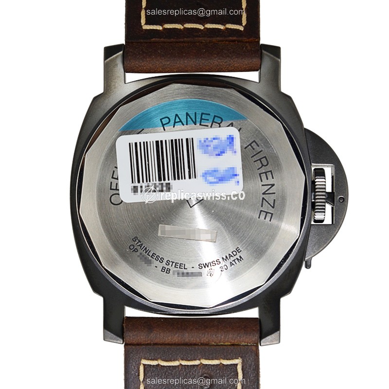 Panerai PAM00594 LUMINOR Manual - Steel Case - Black Dial - Brown Leather Strap - View 3