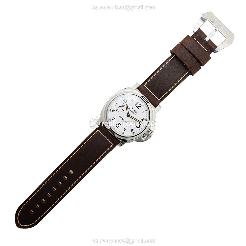 Panerai PAM00602 Replica - Manual - Stainless Steel - White Dial - Brown Leather Strap - View 2