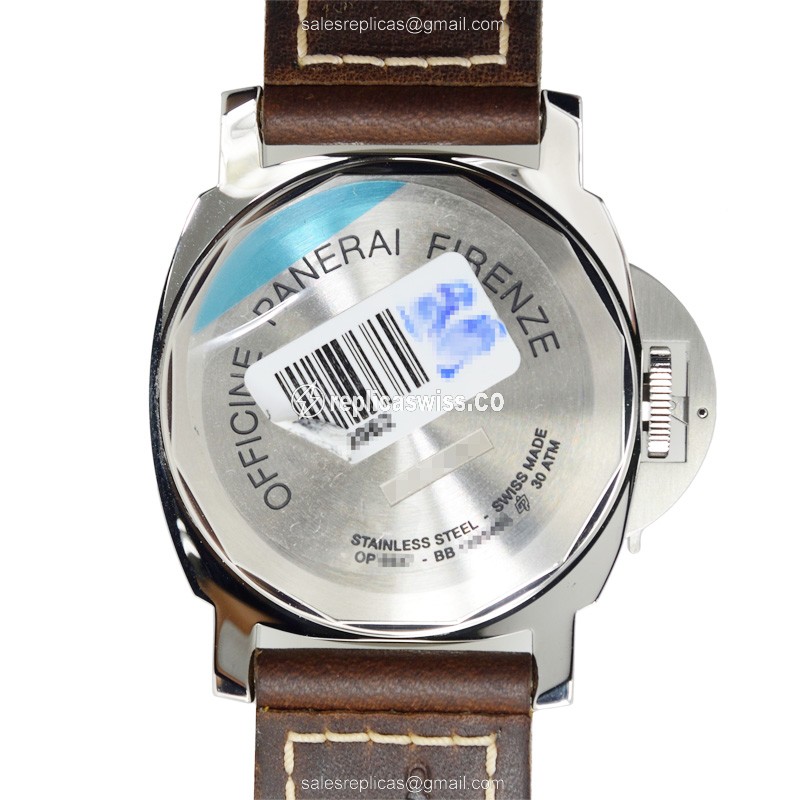 Panerai PAM00602 Replica - Manual - Stainless Steel - White Dial - Brown Leather Strap - View 3