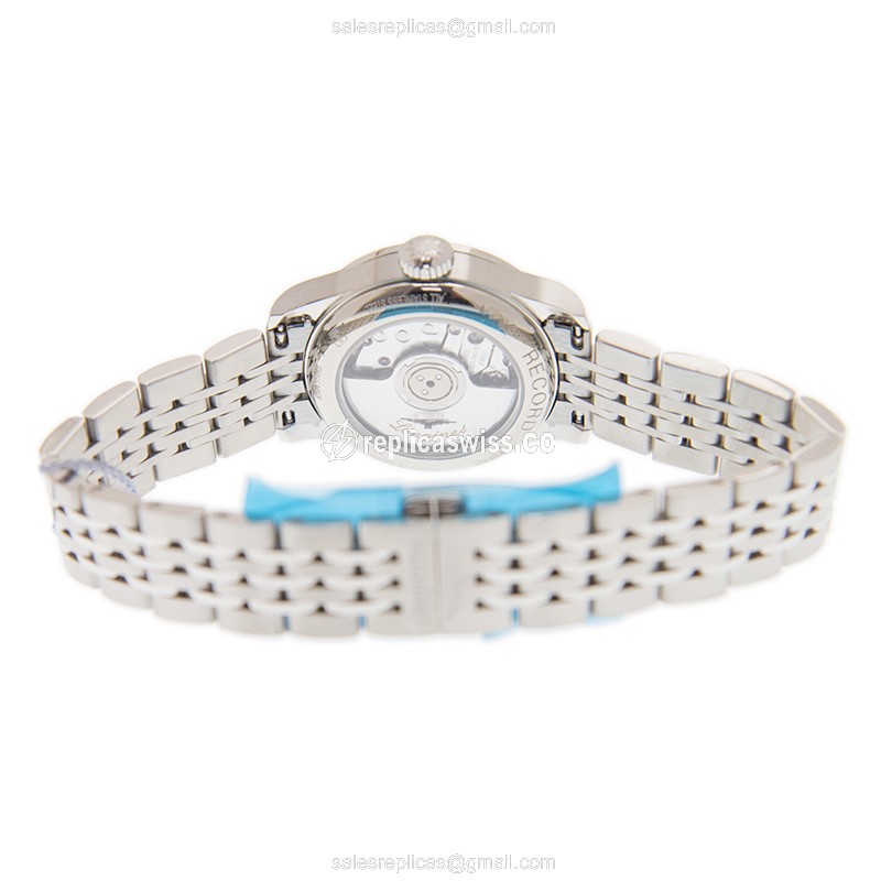 Longines Record Replica - Automatic - Stainless Steel Case - White Dial on Silver Strap - View 4