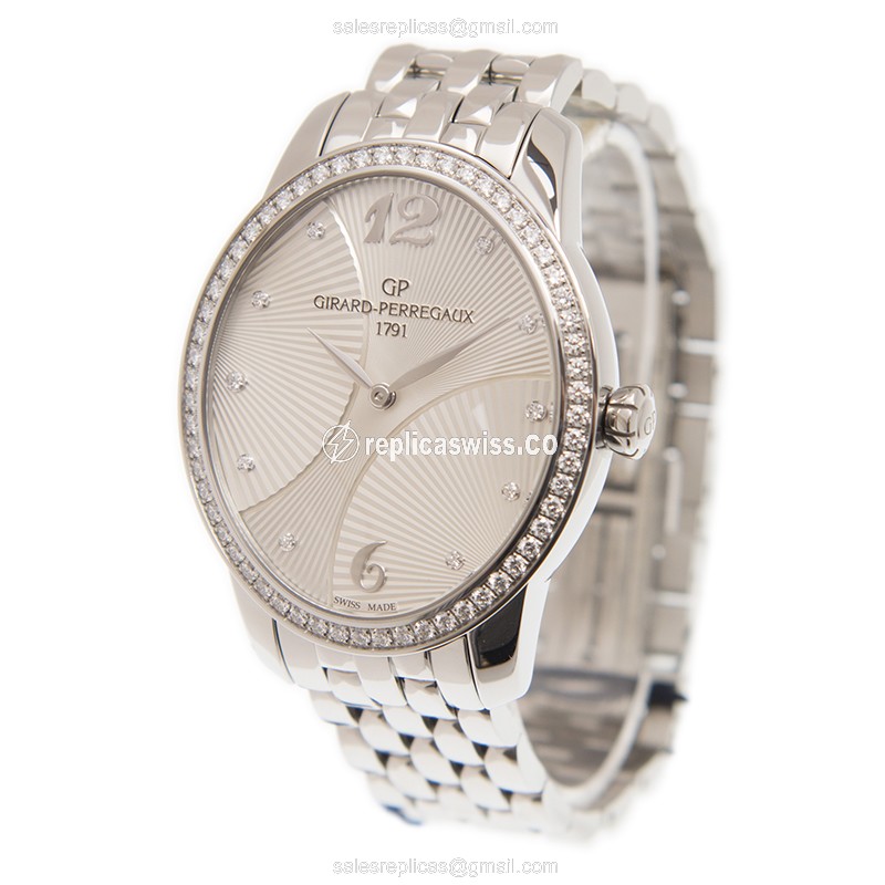 Girard Perregaux 80493D11A161 CATS EYE - Auto - White Dial - Diamond Case - Steel Band - View 3