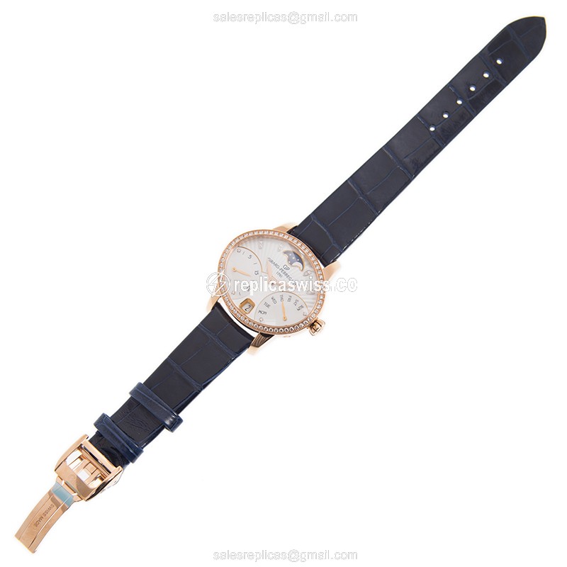 Girard Perregaux 80485D52A751-CK4A CATS EYE - Auto - 18kt Rose Gold - Diamond - White Dial - Blue Alligator Strap - View 2
