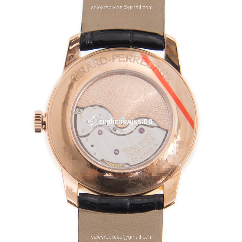 Girard Perregaux 1966 Replica - Automatic - 18kt Rose Gold Case - White Dial - Black Alligator Strap - View 3