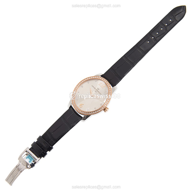 Girard Perregaux CATS EYE Replica - Automatic - 18kt Rose Gold - Diamond - Black Dial - Alligator Black Strap - View 2