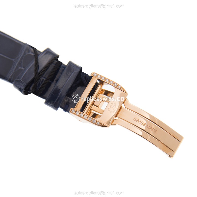 Girard Perregaux 99490D52P706-CK6A CATS EYE - Manual Wind - 18kt Rose Gold - Diamonds - Gray Dial - Blue Alligator Strap - View 4
