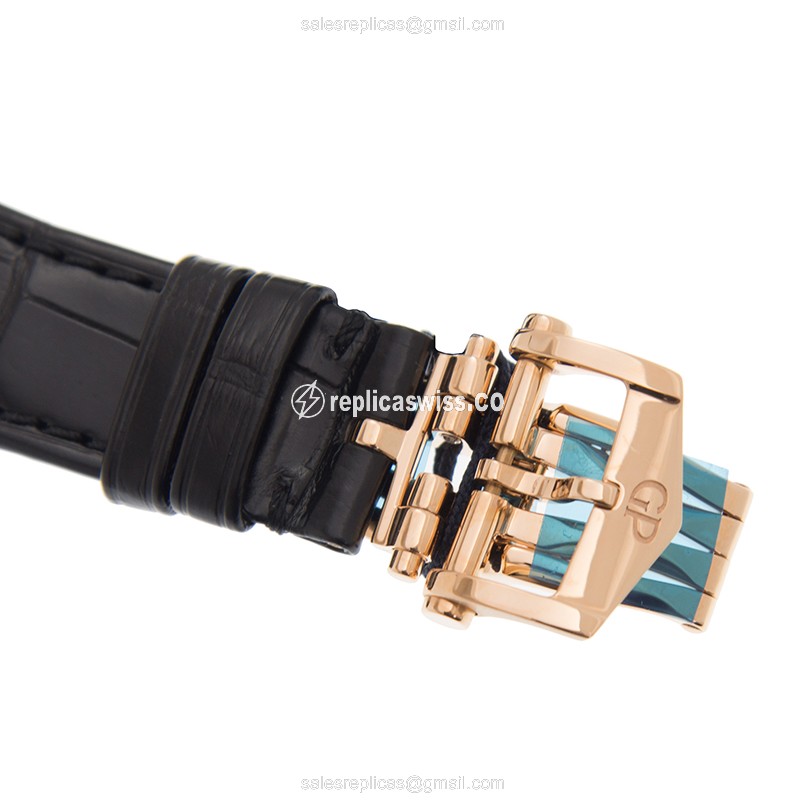 Girard Perregaux Replica LAUREATO - 18kt Rose Gold - Automatic - Blue Dial - Black Alligator Buckle - View 4