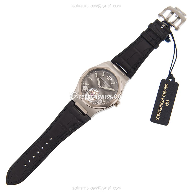 Girard Perregaux 99105-41-232-BB6A Replica - Automatic - 18kt White Gold & Steel - Gray Dial - Black Alligator Strap - View 2