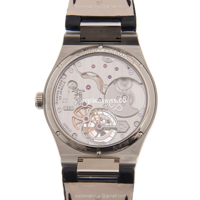 Girard Perregaux 99105-41-232-BB6A Replica - Automatic - 18kt White Gold & Steel - Gray Dial - Black Alligator Strap - View 3