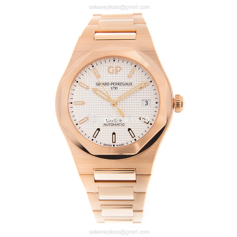 Girard Perregaux Replica - Automatic - 18kt Rose Gold - White Dial - Gold Clasp - View 2