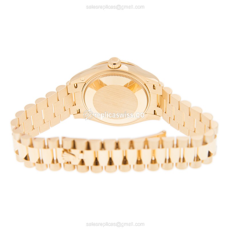 Rolex Lady Datejust Replica - Automatic - 18kt Gold Case - Silver Dial - Gold Strap - View 4