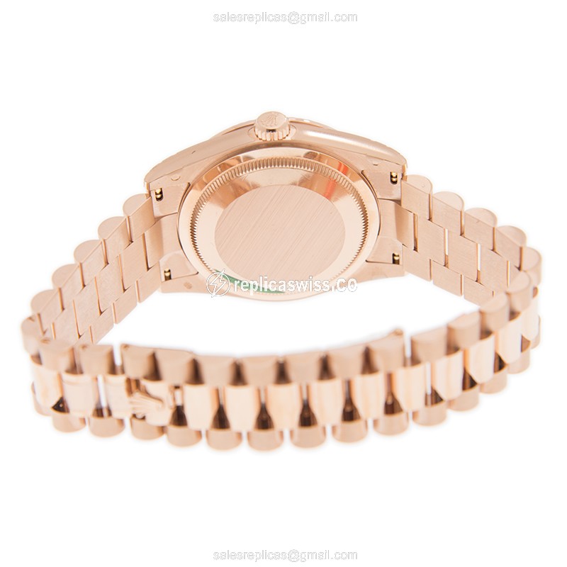 Rolex DAY-DATE Replica - 18kt Rose Gold - Automatic - Brown Dial - Gold Clasp - View 4