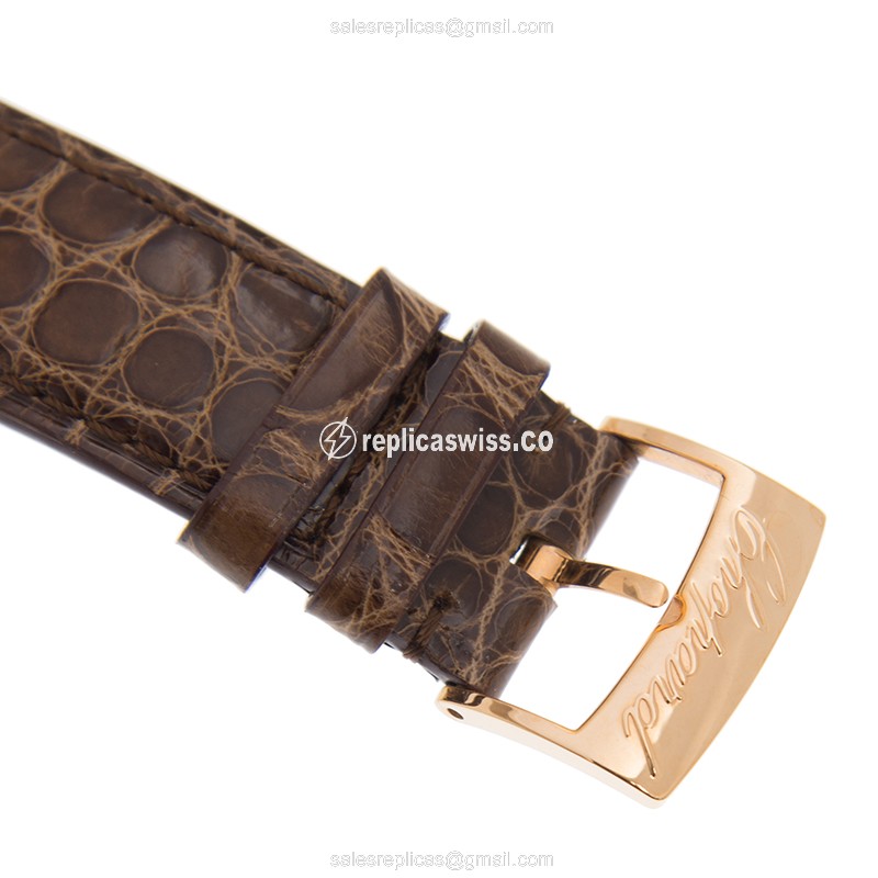 Chopard Imperiale Replica - Automatic 18kt Rose Gold - White Dial, Brown Leather Strap - View 4