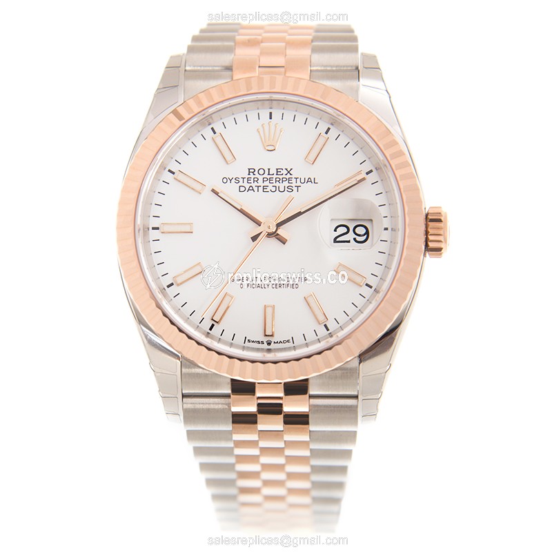 Rolex Datejust Replica - 18kt Rose Gold & Steel - Automatic - White Dial - View 2