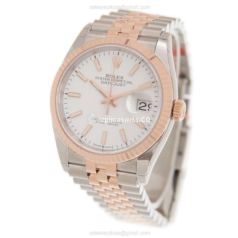 Rolex Datejust Replica - 18kt Rose Gold & Steel - Automatic - White Dial - View 3