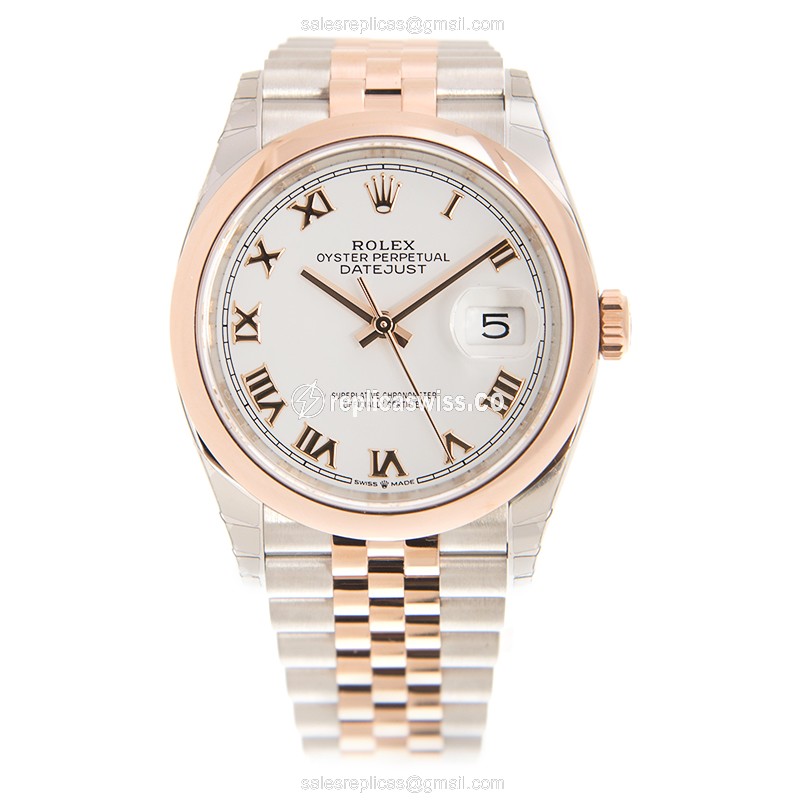 Rolex Datejust Replica - Automatic - White Dial - Steel & 18kt Rose Gold - View 2