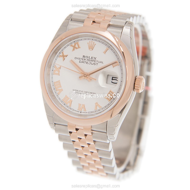 Rolex Datejust Replica - Automatic - White Dial - Steel & 18kt Rose Gold - View 3