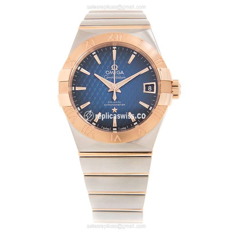 Omega Constellation Replica - Automatic | 18kt Rose Gold Case | Blue Dial | Steel Clasp | Gold Strap - View 2