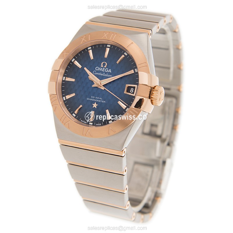 Omega Constellation Replica - Automatic | 18kt Rose Gold Case | Blue Dial | Steel Clasp | Gold Strap - View 3
