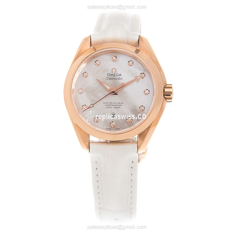 Omega Seamaster 231.53.34.20.55.001 - Auto - 18kt Rose Gold - White Dial - Leather strap - Buckle Clasp - View 2