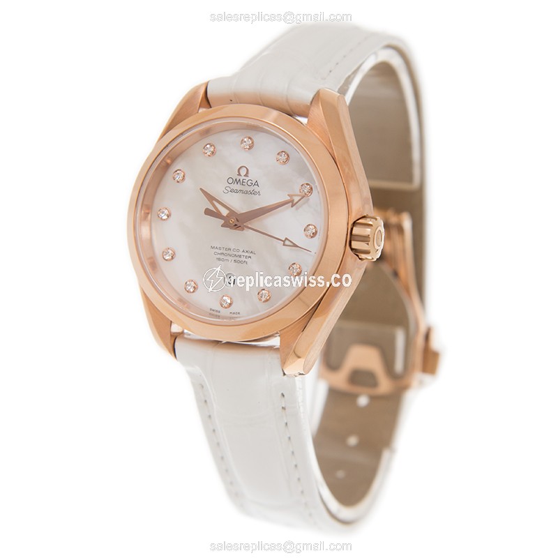 Omega Seamaster 231.53.34.20.55.001 - Auto - 18kt Rose Gold - White Dial - Leather strap - Buckle Clasp - View 3