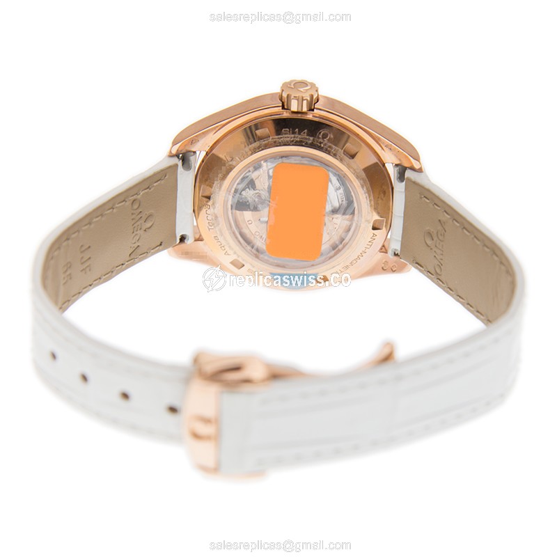 Omega Seamaster 231.53.34.20.55.001 - Auto - 18kt Rose Gold - White Dial - Leather strap - Buckle Clasp - View 4