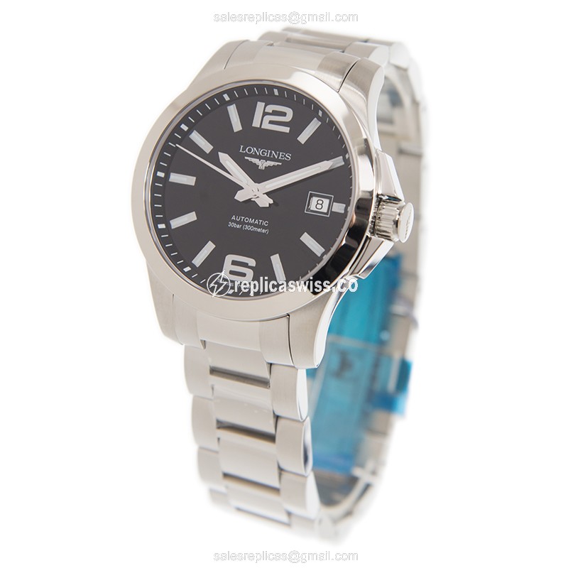 Longines CONQUEST L3.776.4.58.6 - Automatic - Black Dial - Steel Case & Strap - View 3