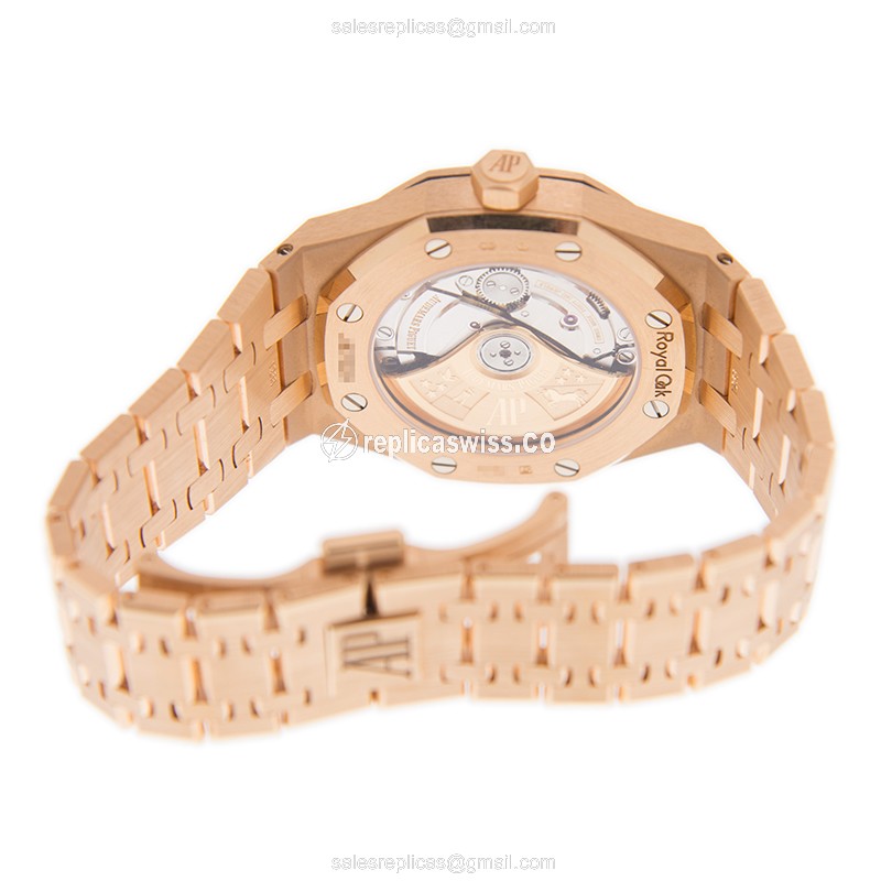 Audemars Piguet Royal Oak 15451OR Replica - Automatic - Rose Gold Case - Gold Dial & Straps - View 4