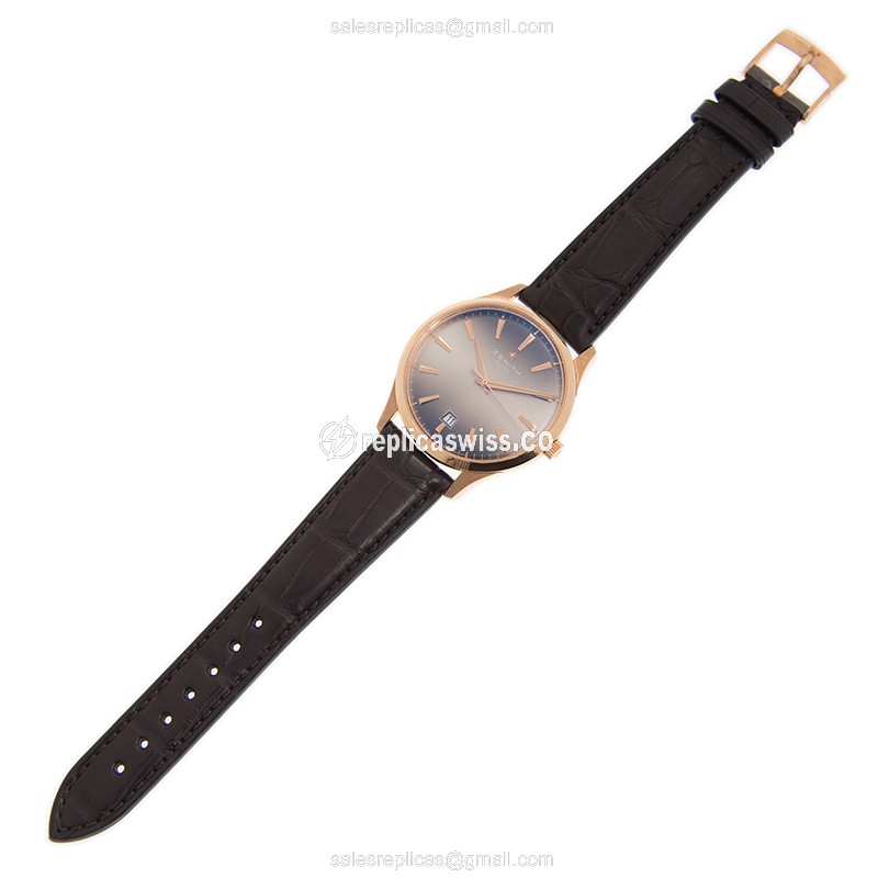 Zenith Commander Replica - Automatic 18kt Rose Gold - Brown Dial & Brown Leather Strap - View 2