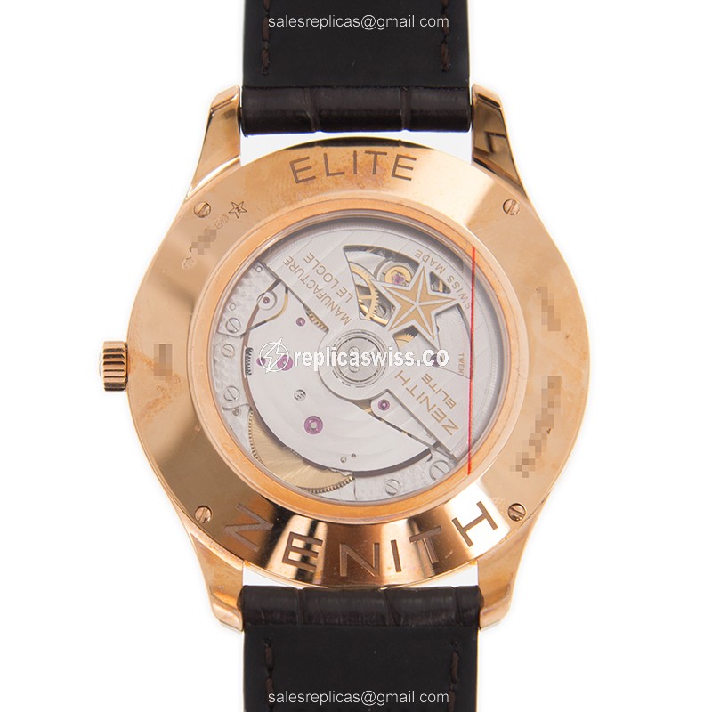 Zenith Commander Replica - Automatic 18kt Rose Gold - Brown Dial & Brown Leather Strap - View 3