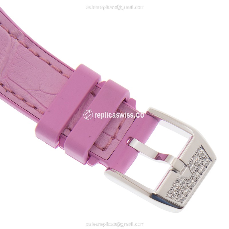 Franck Muller V 35 SC AT FO D Vanguard Automatic - Diamond Case, White Dial, Pink Leather Strap - View 4