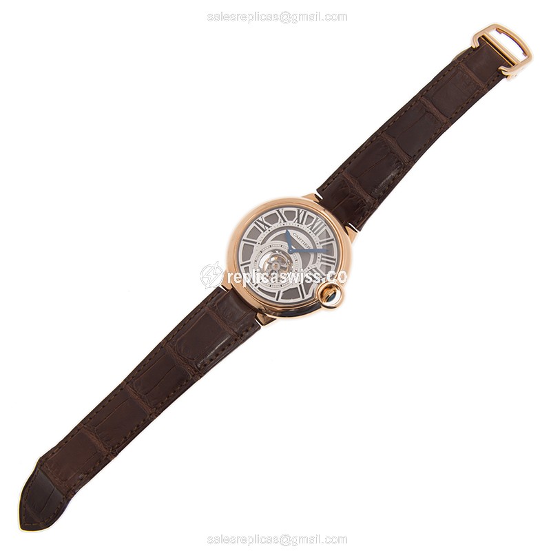 Cartier Ballon Bleu Manual Wind 18kt Rose Gold - Gray Dial - Brown Alligator - Buckle Clasp - View 2