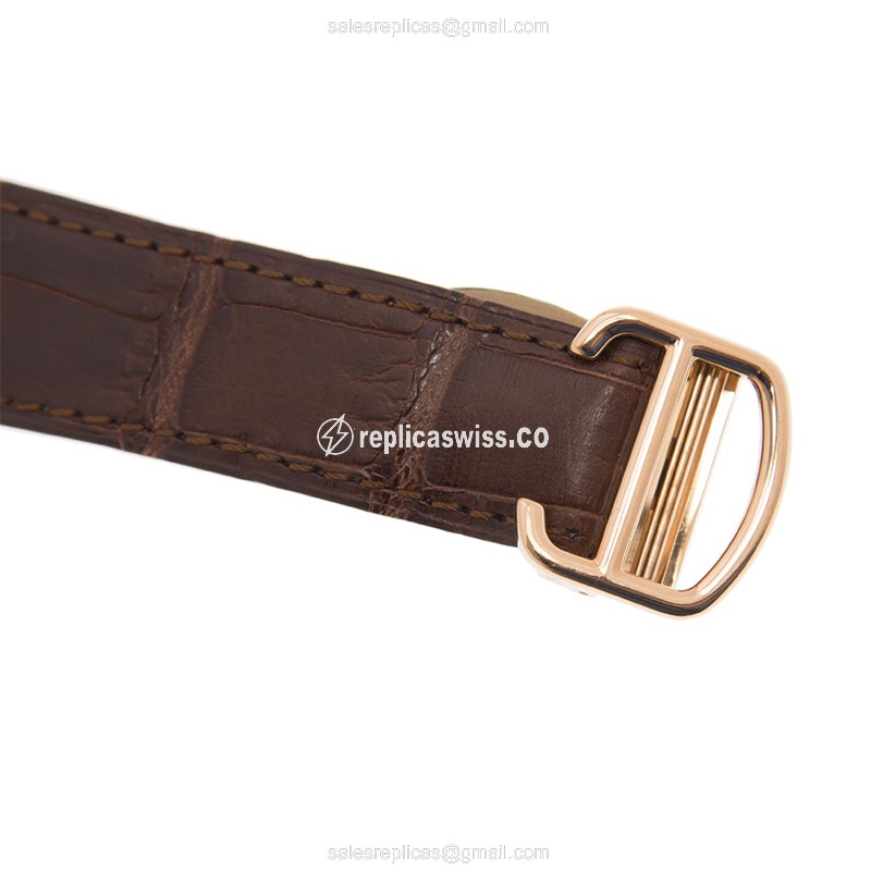 Cartier Ballon Bleu Manual Wind 18kt Rose Gold - Gray Dial - Brown Alligator - Buckle Clasp - View 4