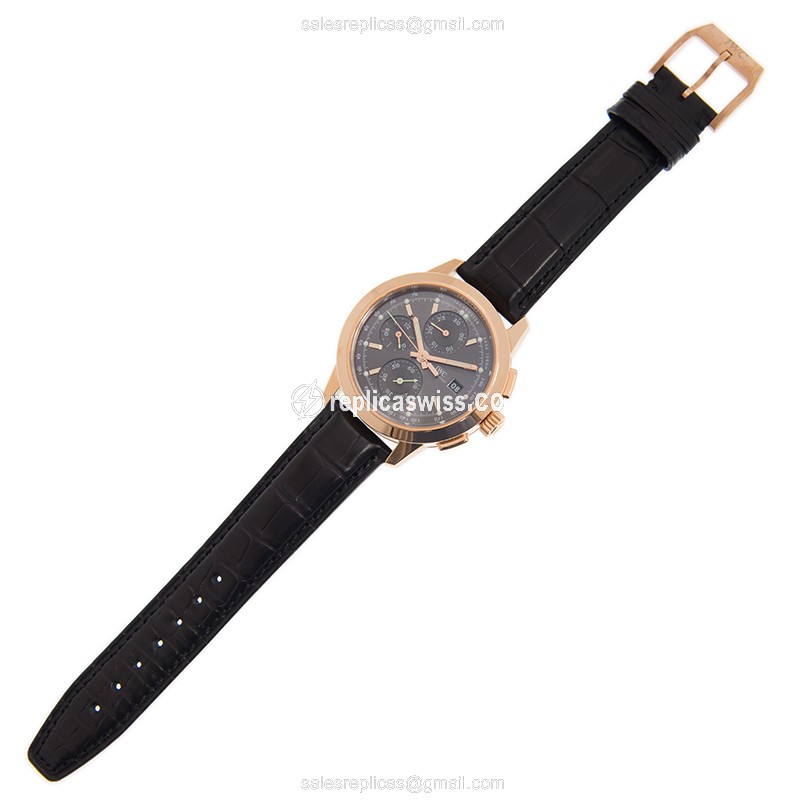 IWC Ingenieur Replica - Automatic - 18kt Rose Gold - Gray Dial - Leather Black Strap - View 2