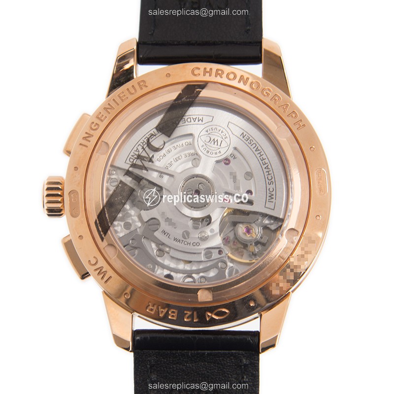 IWC Ingenieur Replica - Automatic - 18kt Rose Gold - Gray Dial - Leather Black Strap - View 3
