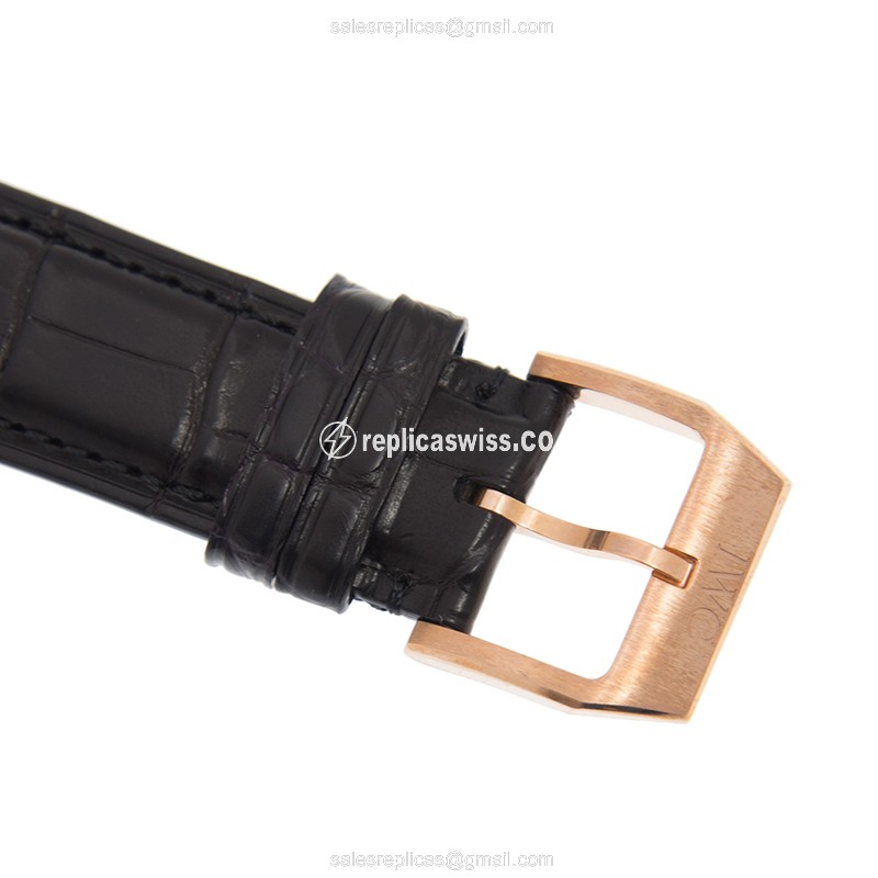 IWC Ingenieur Replica - Automatic - 18kt Rose Gold - Gray Dial - Leather Black Strap - View 4