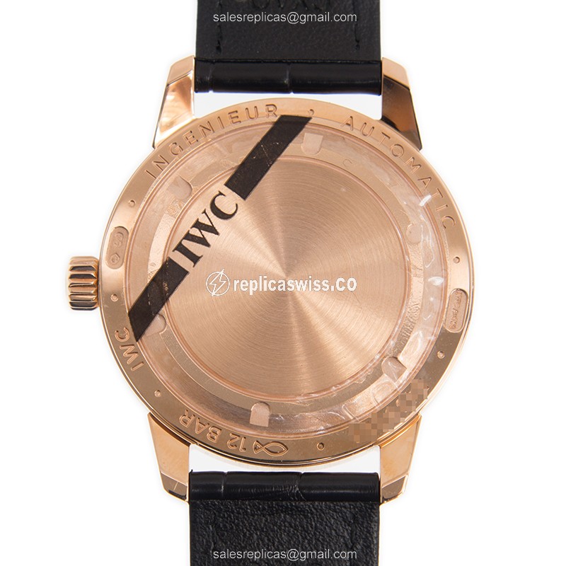 IWC Ingenieur Replica - Automatic - 18kt Rose Gold - Gray Dial - Black Alligator Strap - View 3