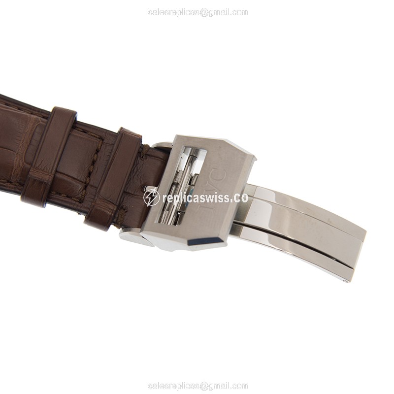 IWC PILOTS Replica - Automatic - Stainless Steel - Gray Dial - Brown Leather Strap - View 3