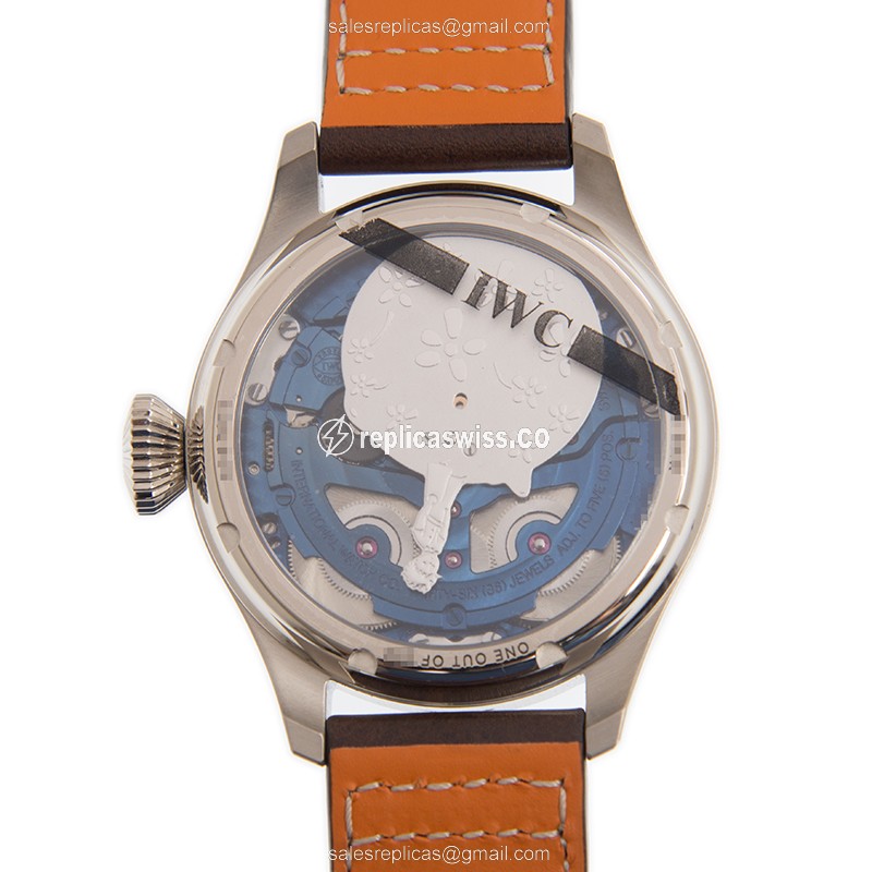 IWC PILOTS Replica - Automatic 18kt Gold - Blue Dial - Brown Cowhide - Clasp - View 3