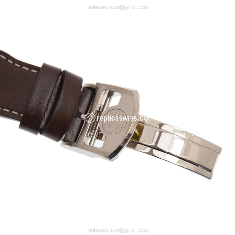 IWC PILOTS Replica - Automatic 18kt Gold - Blue Dial - Brown Cowhide - Clasp - View 4