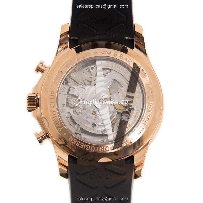 IWC Portuguese Replica - Automatic - 18kt Rose Gold Case - Gray Dial - Black Rubber Strap - View 3